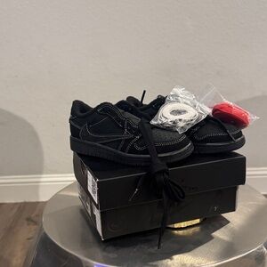 Jordan Kids Black Sneakers with White Stitching